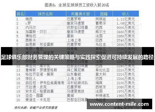 足球俱乐部财务管理的关键策略与实践探索促进可持续发展的路径 足球俱乐部财务管理的关键策略与实践探索促进可持续发展的路径
